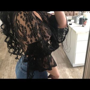 Lace Bell Sleeve Blouse